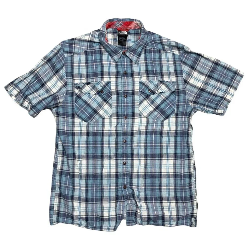 The North Face Plaid Short Sleeve Casual Button Down Mens Size Large